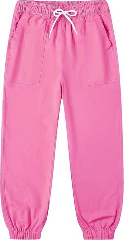 2 Pack Girls' Cargo Pants Kids Active Jogger Pants Girls Casual Pull On Cotton Pants with Drawstring Pockets in Kuwait