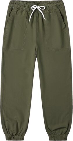 2 Pack Girls' Cargo Pants Kids Active Jogger Pants Girls Casual Pull On Cotton Pants with Drawstring Pockets in Kuwait