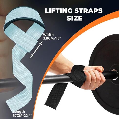 Pull Lifting Wrist Straps, Power Lifting Exercise Straps, Padded and Anti-Skid Grips Band for Weightlifting, Bodybuilding, Strength Training - Blue in Saudi Arabia