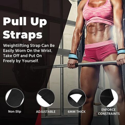 Pull Lifting Wrist Straps, Power Lifting Exercise Straps, Padded and Anti-Skid Grips Band for Weightlifting, Bodybuilding, Strength Training - Blue in Saudi Arabia