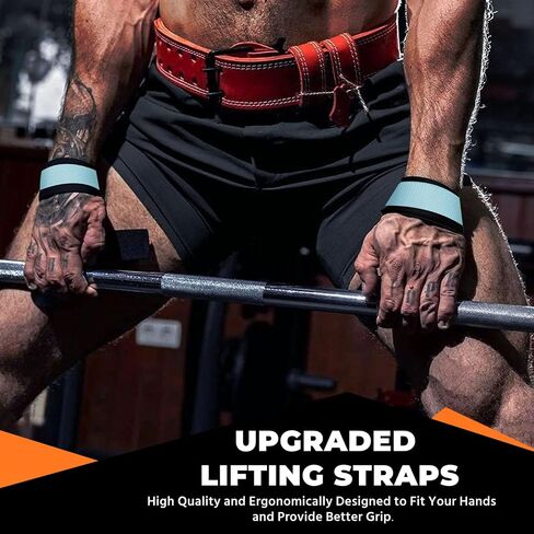 Pull Lifting Wrist Straps, Power Lifting Exercise Straps, Padded and Anti-Skid Grips Band for Weightlifting, Bodybuilding, Strength Training - Blue in Saudi Arabia