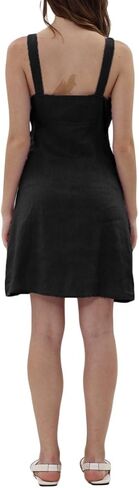 Amazhiyu Women's 100% Linen Sleeveless Summer Knee-Length V-Neck A-Line Dress in Kuwait