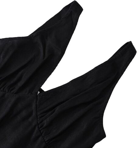 Amazhiyu Women's 100% Linen Sleeveless Summer Knee-Length V-Neck A-Line Dress in Kuwait