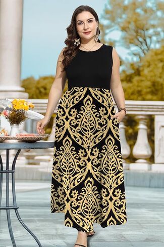 فساتين صيفية كاجوال للسيدات عصرية ورقبة دائرية مقاس كبير 1XL-5XL فستان للسيدات الممتلئات ناعم in Kuwait