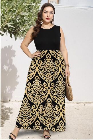 فساتين صيفية كاجوال للسيدات عصرية ورقبة دائرية مقاس كبير 1XL-5XL فستان للسيدات الممتلئات ناعم in Kuwait
