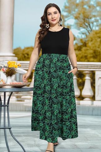 فساتين صيفية كاجوال للسيدات عصرية ورقبة دائرية مقاس كبير 1XL-5XL فستان للسيدات الممتلئات ناعم in Kuwait