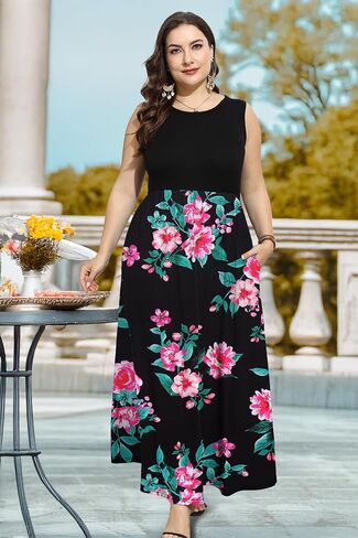 فساتين صيفية كاجوال للسيدات عصرية ورقبة دائرية مقاس كبير 1XL-5XL فستان للسيدات الممتلئات ناعم in Kuwait