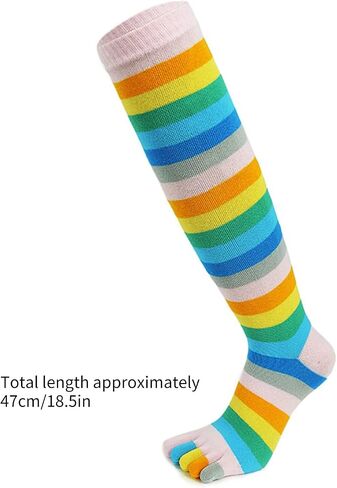 1 Pair Rainbow Toe Socks Colorful 5 Calf Rainbow Striped Leg Warmers Funny Long for Women and Girls Home Socks in Kuwait