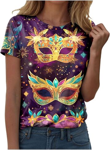 Mardi Gras Outfit for Women Sequin Gold Tee Loungewear Womens Shirts Crop Top Sweaters Sweater Shirt Tshirts in Saudi Arabia