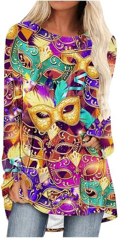 تي شيرت للأولاد من Mardi Gras بأزرار سفلية وردي اللون، أحذية رياضية نسائية لملابس الترتر، تي شيرت بغطاء للرأس، بذلة علوية in Kuwait