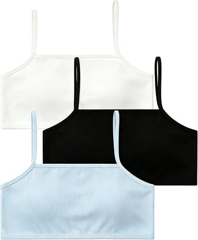 Girls Camisole Undershirts Size 10-12 Training Bras Cotton Sport Bras Pack of 3 Cami Crop Tops for Teens Summer in Kuwait