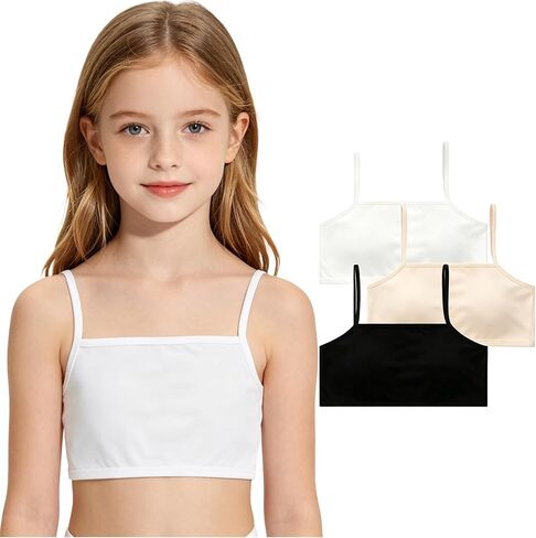 Girls Camisole Undershirts Size 10-12 Training Bras Cotton Sport Bras Pack of 3 Cami Crop Tops for Teens Summer in Kuwait