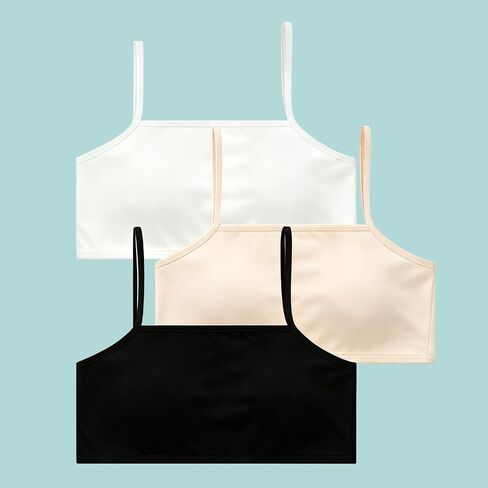 Girls Camisole Undershirts Size 10-12 Training Bras Cotton Sport Bras Pack of 3 Cami Crop Tops for Teens Summer in Kuwait