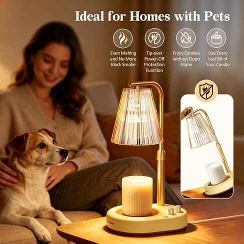 Gifts for Women, Candle Warmer Lamp with Bluetooth Speaker, Timer and Dimmer Candle Warmer Lamp with Height-Adjustable Pole Fits Different Wax Jars Perfect for Sleep, Relaxation & Home Decor in Kuwait