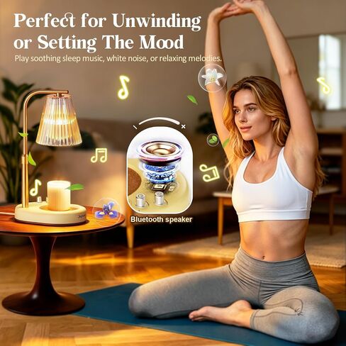Gifts for Women, Candle Warmer Lamp with Bluetooth Speaker, Timer and Dimmer Candle Warmer Lamp with Height-Adjustable Pole Fits Different Wax Jars Perfect for Sleep, Relaxation & Home Decor in Kuwait