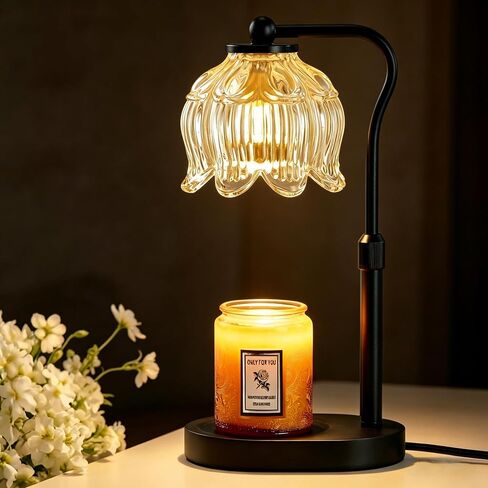 CASTLELIFE Electric Candle Warmer Lamp with Timer & Dimmer, Height Adjustable Wax Warmer for Jar Candles, Flower Wax Melter with Wood Base, Home Decor House Warming Gifts for Women Mom, Natural Wood in Saudi Arabia