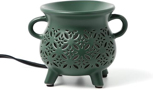 TTJ Ceramic Cauldron Wax Melt Warmer with Love Design, Electric Wax Burner for Home Fragrance, Decorative Candle Warmer with Two Handles, Ideal Gift for Valentine's Day, Wedding, Birthday,Dark Green in Kuwait