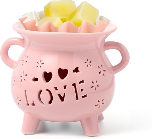 TTJ Ceramic Cauldron Wax Melt Warmer with Love Design, Electric Wax Burner for Home Fragrance, Decorative Candle Warmer with Two Handles, Ideal Gift for Valentine's Day, Wedding, Birthday,Dark Green in Kuwait