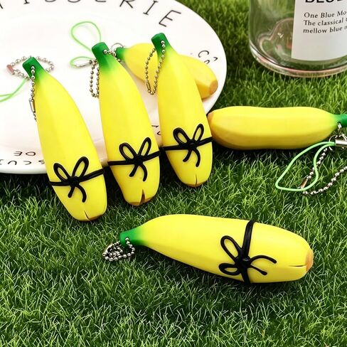 6 Packs Novelty Squeeze Banana Squeeze Bean Edamame Pea Keychain Stress Relief Party Gifts Keyring, Decoration, Party Favors Supplies (Color B) in Saudi Arabia