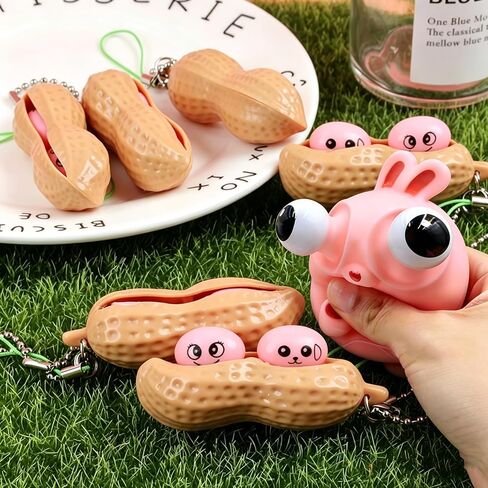 6 Packs Novelty Squeeze Banana Squeeze Bean Edamame Pea Keychain Stress Relief Party Gifts Keyring, Decoration, Party Favors Supplies (Color B) in Saudi Arabia