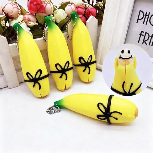 6 Packs Novelty Squeeze Banana Squeeze Bean Edamame Pea Keychain Stress Relief Party Gifts Keyring, Decoration, Party Favors Supplies (Color B) in Saudi Arabia