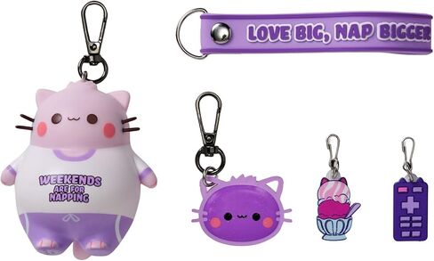 Pembe the Pink Cat Mystery Bento Box Keychain Set | Collectible Clip-On Figure, Affirmation Strap & Charms | Mix-and-Match Surprise | 6 Styles to Collect in Saudi Arabia