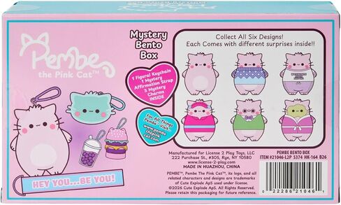 Pembe the Pink Cat Mystery Bento Box Keychain Set | Collectible Clip-On Figure, Affirmation Strap & Charms | Mix-and-Match Surprise | 6 Styles to Collect in Saudi Arabia