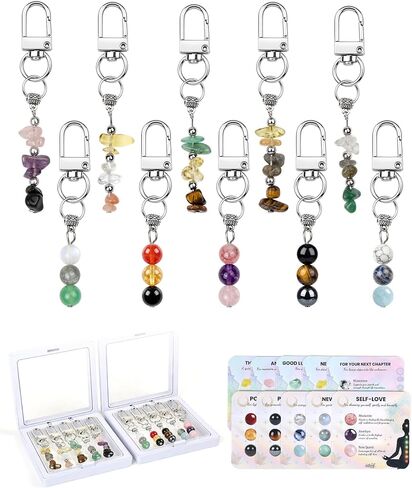 10 Pack Natural Crystal Gifts for Women Keychain – Bulk Shareable Party Favors, Team Gifts for Friends, Coworkers, Graduation – Good Luck Stocking Stuffers in Saudi Arabia