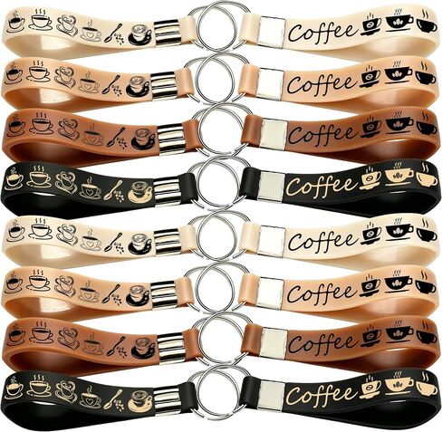 24PCS Coffee Rubber Keychain Latte Silicone Wristbands Party Supplies Decorations Birthday Party Favors Gifts in Saudi Arabia