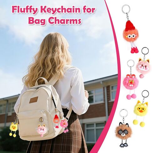 30 Pcs Cute Plush Keychains Key Chain Kawaii Keychain Bulk for Birthday Goodie Bags Party Favors Treasure Box Classroom Prizes Carnival Rewards Women Bag Charm in Saudi Arabia