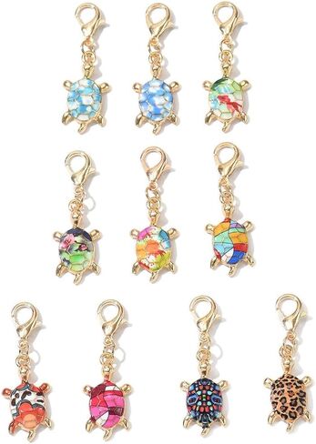 10Pcs Mini Enamel Sea Turtle Keychain with Lobster Clasp,Bag Charms Clip-on Pendant for Women Purse Backpack Decor, Jewelry Making in Saudi Arabia