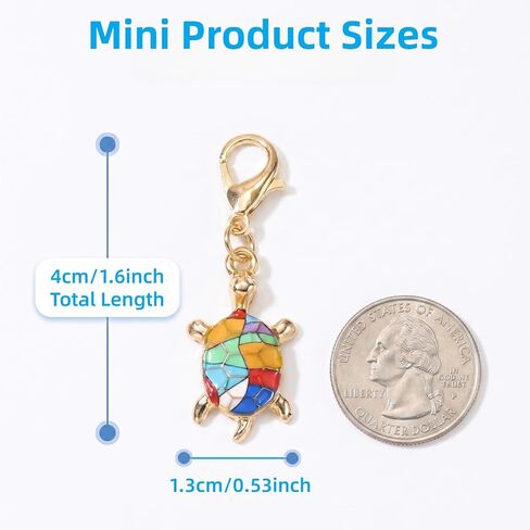 10Pcs Mini Enamel Sea Turtle Keychain with Lobster Clasp,Bag Charms Clip-on Pendant for Women Purse Backpack Decor, Jewelry Making in Saudi Arabia