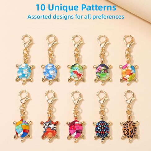 10Pcs Mini Enamel Sea Turtle Keychain with Lobster Clasp,Bag Charms Clip-on Pendant for Women Purse Backpack Decor, Jewelry Making in Saudi Arabia