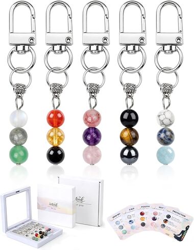 5 Pack Cute Crystal Gifts for Women Keychain – Birthday, Self Love, Positive Vibes, Calming, Graduation, New Job, Friendship – Good Luck Stocking Stuffers in Saudi Arabia