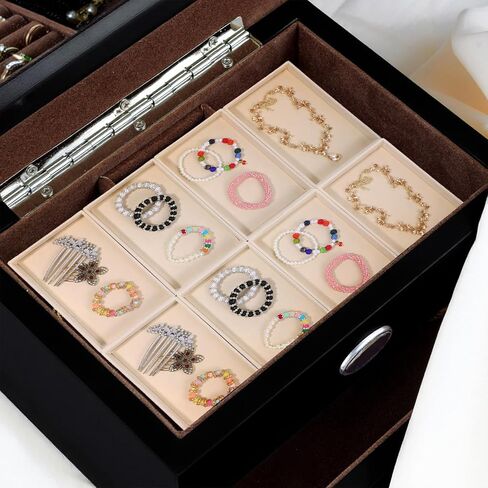 12 Pack Velvet Jewelry Trays, 8.3x5x0.9 Inches Stackable Jewelry Organizer Inserts for Women, Beige Display Trays for Necklace Earring Ring Bracelet in Saudi Arabia