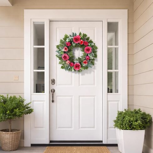 20" Peony Wreath for Front Door – Artificial Hot Pink Peony Summer Floral Wreath for Wall, Window, Wedding,Home Decor, Housewarming Gift in Saudi Arabia