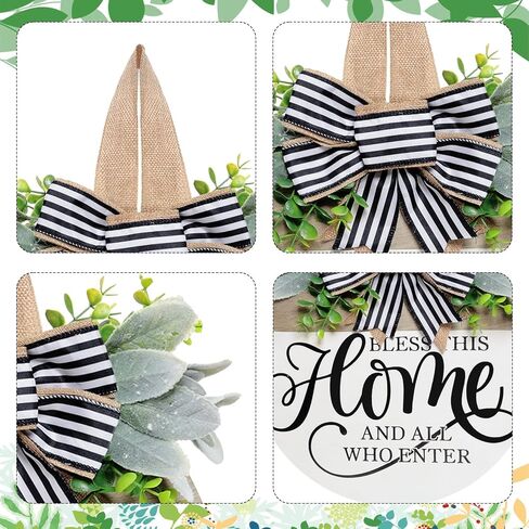 Bless This Welcome Sign for Front Door Rustic Round Wooden Wreath Hanging Decoration for Porch Wall Indoor Outdoor in Kuwait