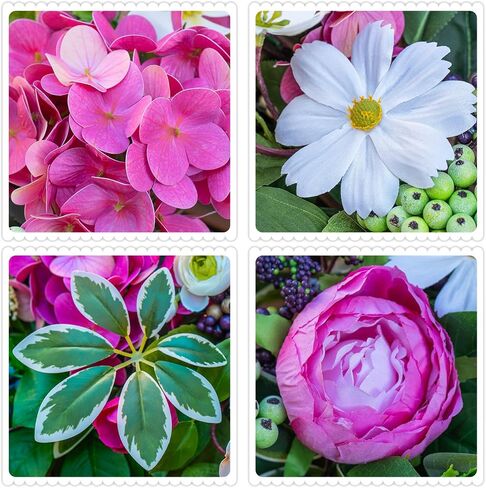 Spring Wreaths for Front Door Outside Summer Wreath 24 Inch with Luxury Peony & Hydrangea Floral Wreaths with Greenery Colorful Seasonal Spring Door Wreath for Outdoor Home Decor in Saudi Arabia