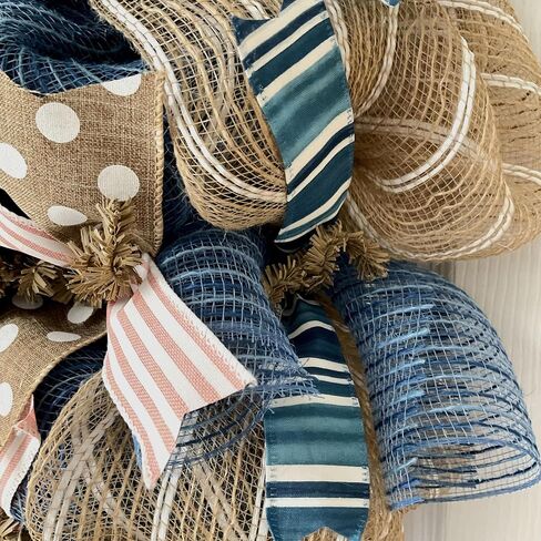 Coastal Wreath, Luxury Handmade – Welcome Seashell Burlap Front Door Decor, 24 or 28 Inch in Kuwait