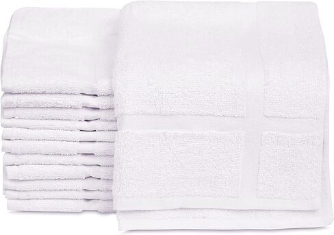 GOLD TEXTILES 12 Pack New Cotton Blend Economy White Hotel Bath Mat Towel (18x25 Inches) Light Weight Quick Drying & Machine Washable - Hotel Supplies Shower Bath Mat Towel in Saudi Arabia