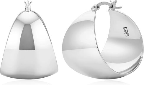LOUMILEO 24MM Wide Thick Silver Hoop Earrings for Women Lightweight 925 Sterling Silver Hoop Earrings Large Chunky 14K Gold Plated Hoops Earring Hypoallergenic Earring for Sensitive Ears Women 25/30/40/50MM in Saudi Arabia
