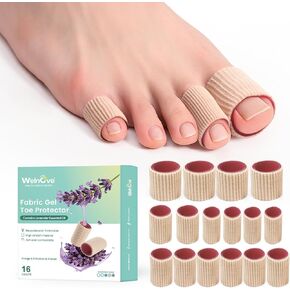 Welnove Toe Cushion Tube Sleeves, 16 Counts Soft Corn Covers for Women Men Pain Relief, Toe Sleeve Protectors for Cushions Corns, Blisters, Calluses - Purple Lining with Lavender Scent - Multi Size in Kuwait