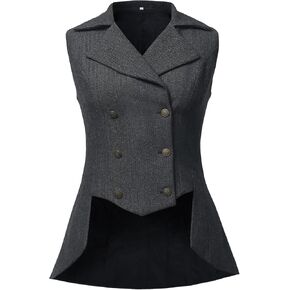 Women's Victorian Waistcoat,1920s Outfits Renaissance Tweed Tailcoat Goth Steampunk Vest Jacket Top in Kuwait