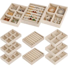 8-Piece Velvet jewelry drawer organizer inserts Removable Dividers, 4.8 * 3.7 * 0.9in Stackable Drawer Organizer, Vanity Dresser Storage in Saudi Arabia