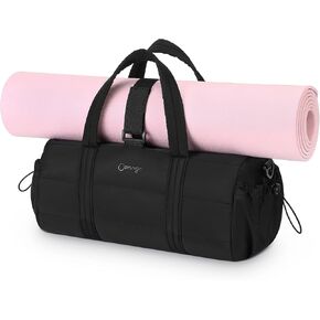 20L Gym Bag for Women, Medium Sport Duffel Bag with Yoga Mat Strap,Wet Pocket, Water-Resistant Adjustable Strap for Gym Yoga, Black in Saudi Arabia