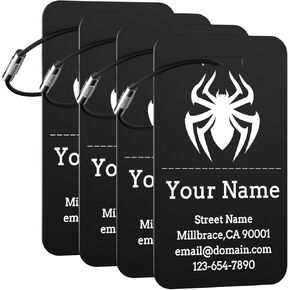 Personalized Luggage Tags 4 Pack, Custom Engraved Luggage Tags for Suitcase with Name/Text/Logo, Customized Metal Travel Tag Unique Luggage Tag with Steel Loop for Bag, Backpack (Lake Blue, Small) in Saudi Arabia