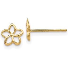 14k Yellow Gold Plumeria Post Earrings in Kuwait