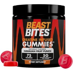 BEAST BITES Creatine Infused Gummies® - 5g Creatine Monohydrate Per Serving - NSF Certified for Sport, Clean Label Project Certified (150 Gummies, Sweet Blue Raspberry) in Saudi Arabia