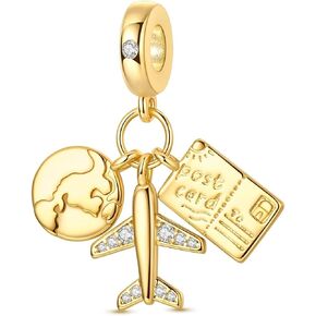 MULA 925 Sterling Silver Gold Dangle Charms for Bracelets and Necklace - Variety Pendant Beads for Bracelets and Necklace Jewelry, Travel Animal Nature Love Theme in Saudi Arabia
