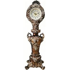 Grandfather Clocks Floor Clock Quartz Silent European Style Ornate for Living Room and Home(Brown) in Kuwait